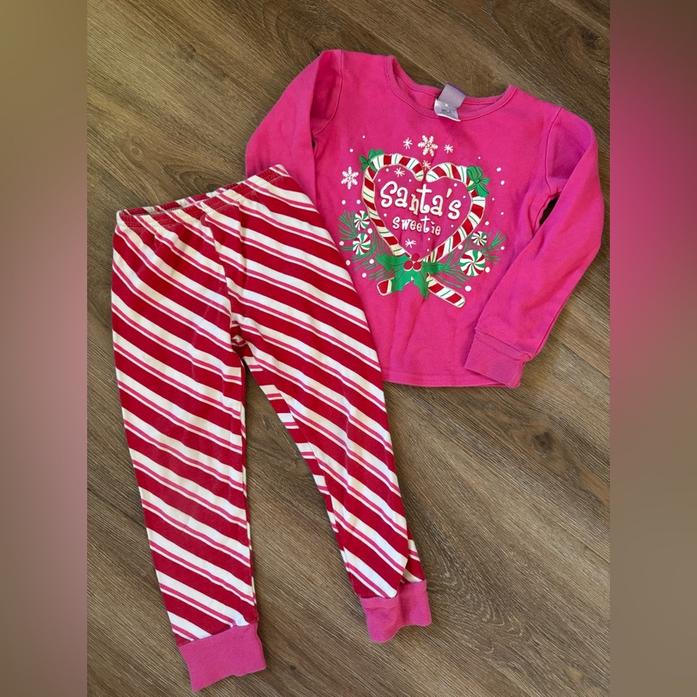Dollie & Me Pink and Red Santa Pajama Set